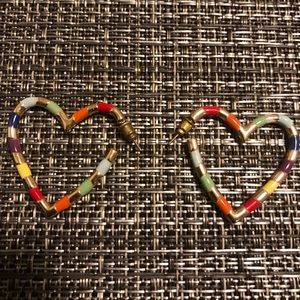 Beautiful heart earrings / multi colored